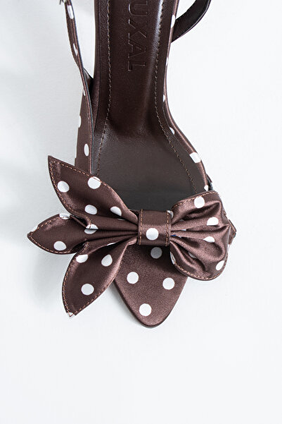DUXAL SHOES Edith Polka Dot Bow Detailed Pointed Toe Slingback Heeled Shoes