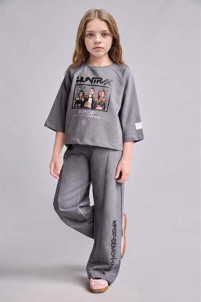 DeFacto Kpop - Demon Hunters Licensed 2-Piece Gray Set for Girls H9295A826Au
