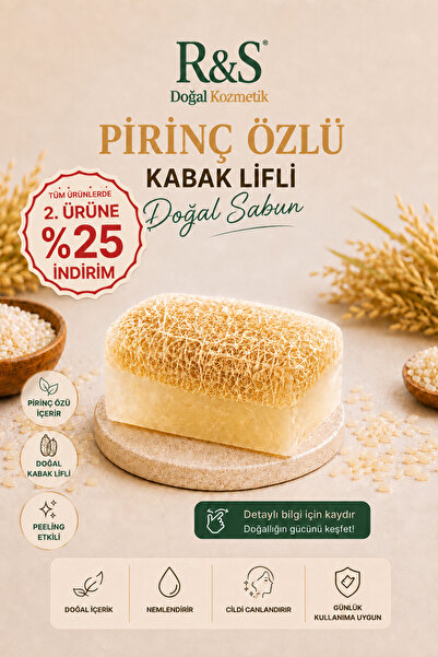 R&S Doğal Kozmetik Kabak Lifli Pirinç Özlü Sabun - Aydınlatıcı ve Cilt Tonu E...