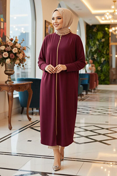Neva Style Mürdüm Tesettür Ferace 1772MU