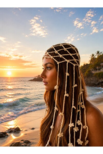 MAKSESUAR 100% Handmade Knitted Bohemian Summer Beret Beach Hair Accessory
