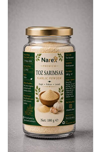 NAREX Toz Sarımsak 180 Gr Cam Kavanoz Doğal Taze Öğütülmüş Premium Kalite