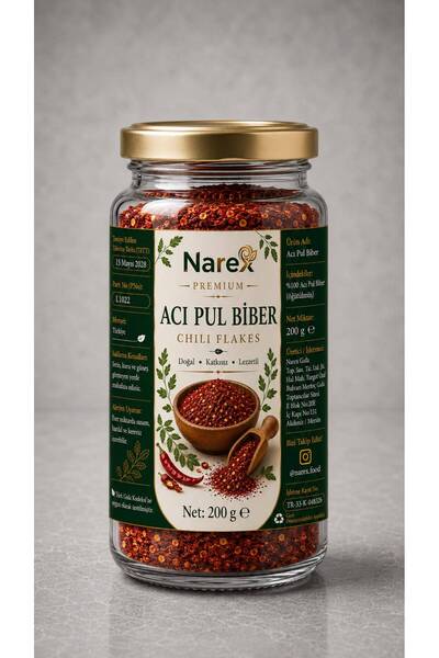 NAREX Acı Pul Biber 200 Gr Cam Kavanoz Doğal Premium Kalite