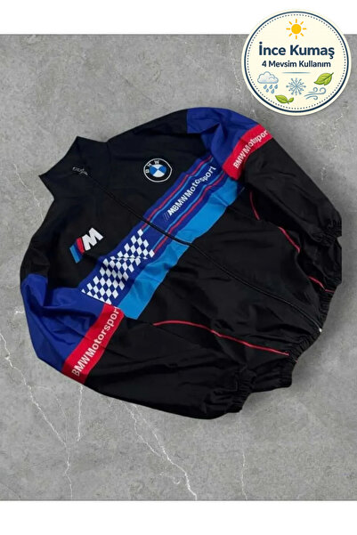 Lushen Bmw ///m Unisex Paraşüt Kumaş Oversize Dijital Baskılı Siyah Rüzgarlık...