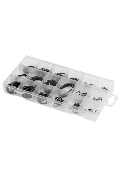 Hogert Set of 150 safety rings, spring steel, 18 sizes, between 3-32 mm