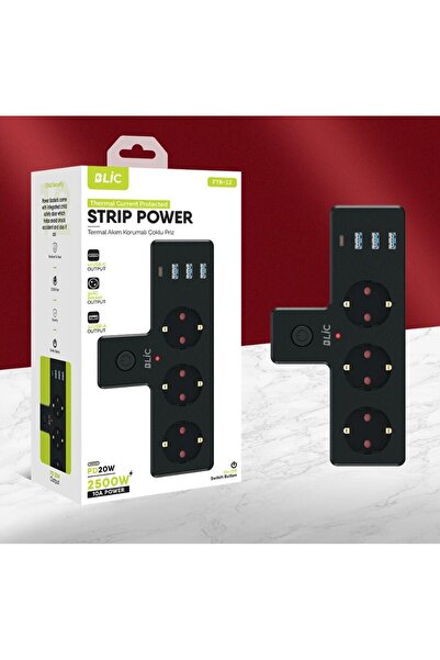 Blic FTR-12 - 3xusb-a 3xsoket 1xusb-c 2500 pd20w akım korumalı priz