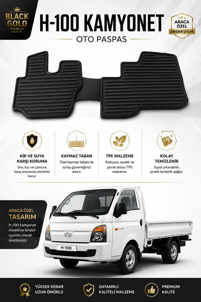 Black Gold Hyundai H100 Premium TPE Kauçuk Oto Paspas Panelvan Minibüs Ticari...