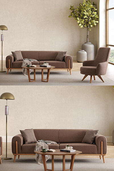 Ak sofa LEON KOLTUK TAKIMI 3+3+1+1 KAHVERENGİ