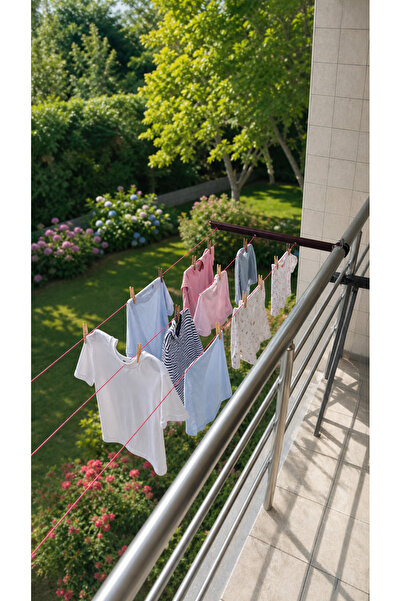 SEMACAN Balkon Küpeşte Çamaşır Kurutmalık Lastik Contalı Yuvarlak Küpeşteye T...