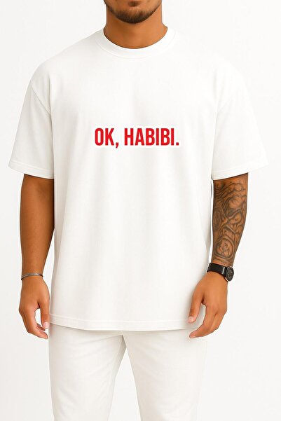 Bahriyeli Collection قصة فضفاضة تي شيرت للجنسين بتصميم صدر أنيق من Ok Habibi