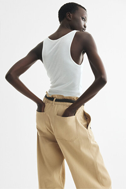 H&M Barrel Paçalı ve Kemerli Pantolon