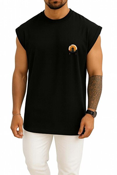 Bahriyeli Collection Oversized Tokyo - Japan Tank Top with Pocket and Back De...