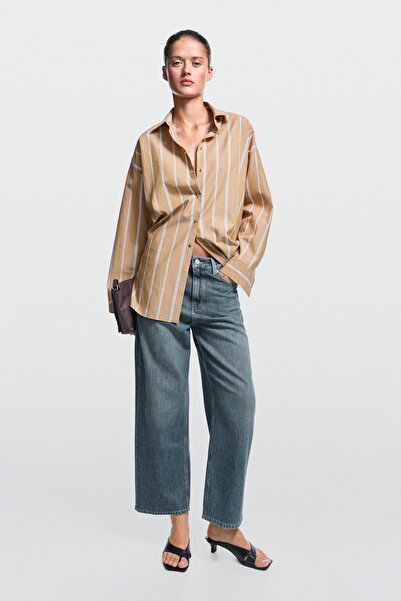 Massimo Dutti Orta bel kısa geniş paça jean