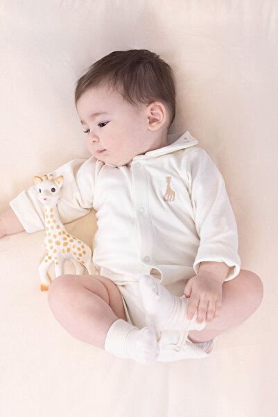 Little Gusto بدلة أطفال من القطن العضوي من سوبي لا جيرافي مع ياقة، لون إكرو