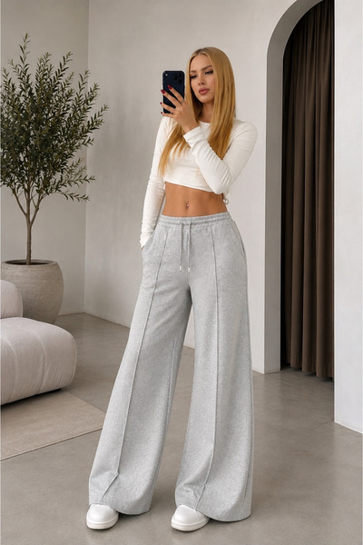 LACKH Sweatpants Gray Loose Legs Comfortable Stretchy Fabric Everyday