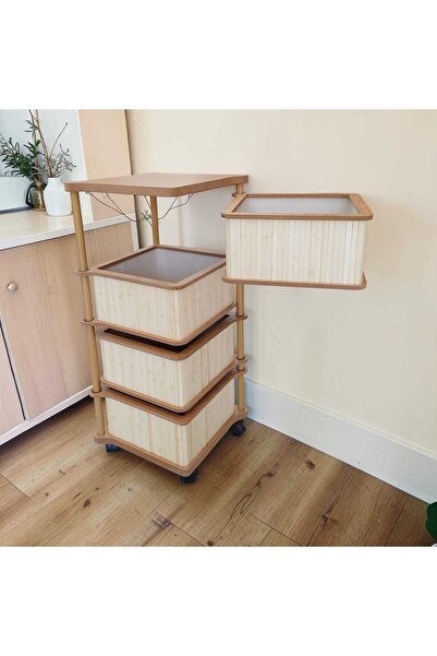 ARBOR EV BAMBU SEBZELİK VE ORGANİZER 4 KATLI KARE AKÇA