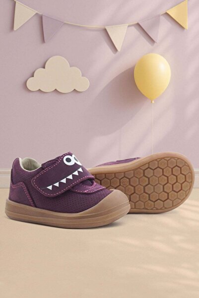 Rakerplus Dino Genuine Leather Purple Brown High Top Baby Shoes