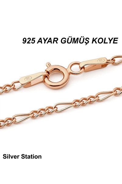 Silver Station Rose Renk Figaro Gümüş Kolye Zincir 40-45-50-55-60-75 cm