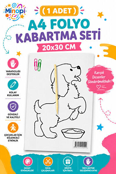 Minopi 1 Paket Alüminyum Folyo Kabartma Seti 20x30 cm Karışık Desenler Alimin...