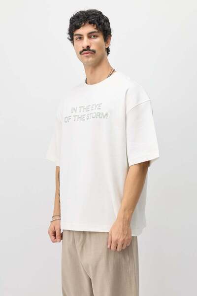 VAMOSCLO Oversize Printed T-shirt Ecru