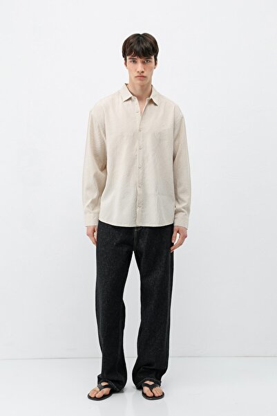 VAMOSCLO Oversize Shirt with Stitching Detail Stone