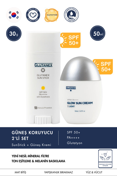GLUTANEX Stick and Cream Spf 50+ Sunscreen Set of 2 - Anti-Blemish Brightenin...