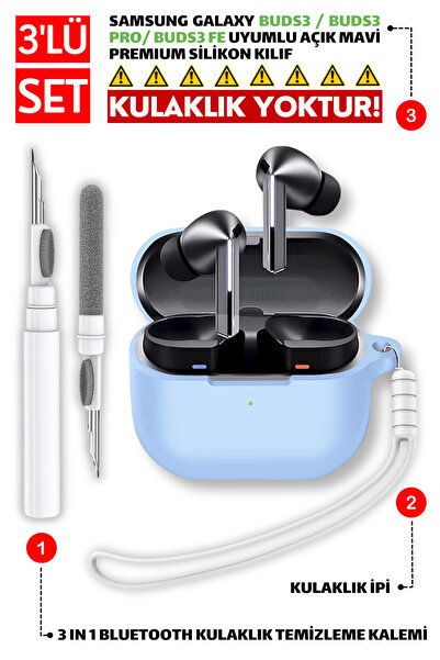EWEC Samsung Galaxy Buds3, Buds3 Pro, Buds3 FE Uyumlu Silikon Kılıf, Kulaklık...