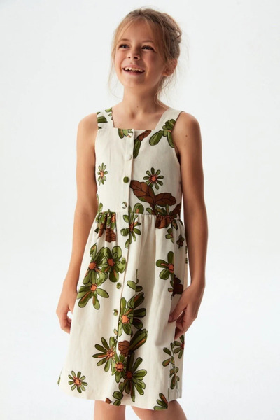 Minigimin Cicileri 8-14 Years Bellis Girl's Dress - Cream