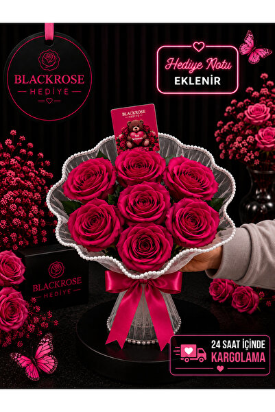 blackrosehediye KADİFE GÜL BUKETİ FIRFIRLI TÜLLÜ - GELİN ELİ - SEVGİLİYE HEDİ...