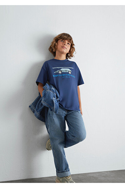 Mavi Μπλουζάκι αυτοκινήτου με τύπωμα Navy Blue oversized / Φαρδιά εφαρμογή 66...