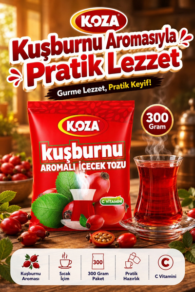 Koza Gurmelerin Seçimi Kuşburnu Aromalı Premium İçecek Tozu Kuşburnu Çayı Ora...