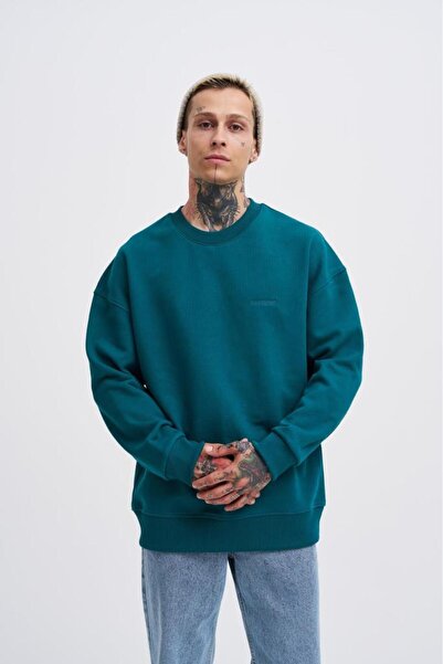 Machinist Erkek Basic Diagonal Swearshirt Yağ Yeşili