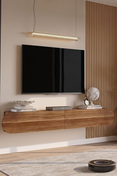 Yurupa Lumos 180 cm Oval Kapaklı Tv Ünitesi Modern Duvara Monte Tv Sehpası Ce...
