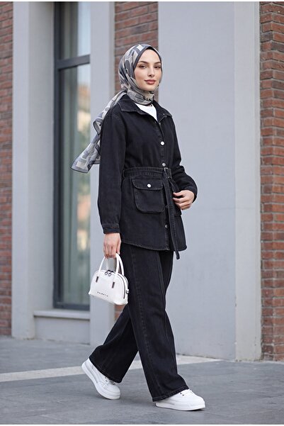 Modamorfo Bag Pocketed Trousers and Denim Suit - Black
