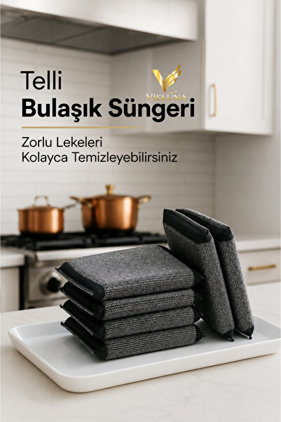 VİSLUNA (4 Pieces) Magic Stainless Wire Dish Sponge Luxury Quality