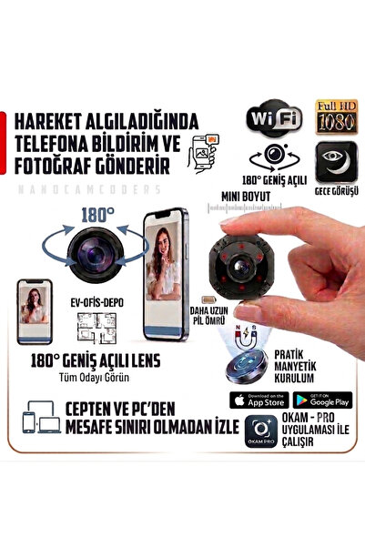 Nanocamcoders 1K ° 1080P HD Mini Premium CCTV Kamera Sesli Video Kayıt Ev Ofi...