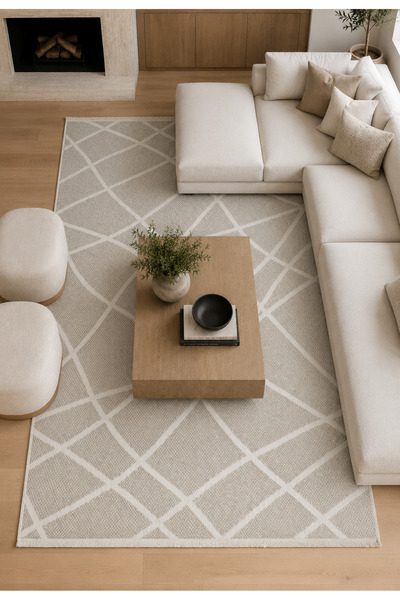 Halı Sepeti Modern Sisal Leke Tutmayan Kaymaz Taban Salon Mutfak Koridor Balk...