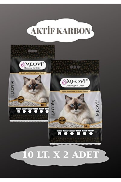 Aktif Karbonlu İnce Taneli Ultra Topaklaşan Tozsuz Kedi Kumu 10 Lt. X 2 Adet