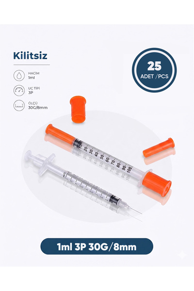 Genject 01 ml. , 3 Parçalı , 30G (0.3mm.), 8mm, Süper Insüilin Enjektörü, Mez...