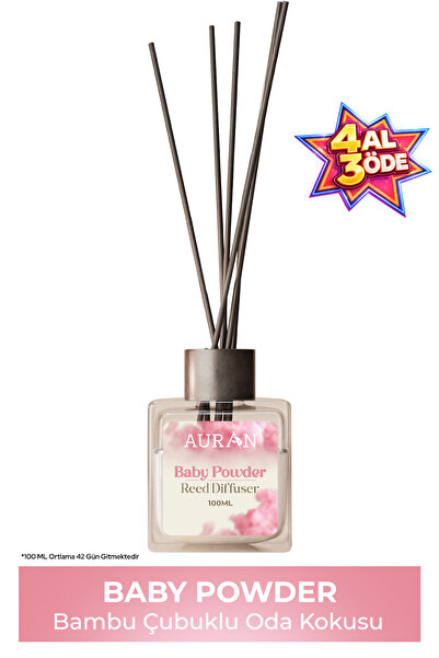 AURAN Baby Powder - Bebek Pudrası Kare Bambu Çubuklu Oda Kokusu 100ml