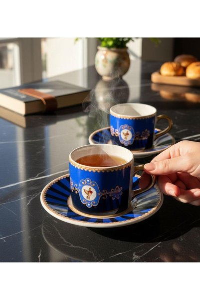 Onedekor Bird Blue Double Coffee Cup for 2 People