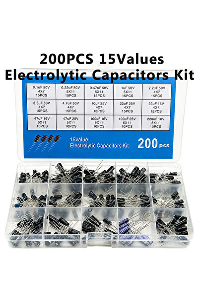 Choice 200PCS 15 Values Electrolytic Capacitor Assortment Kit 10V 16V 25V 50V...