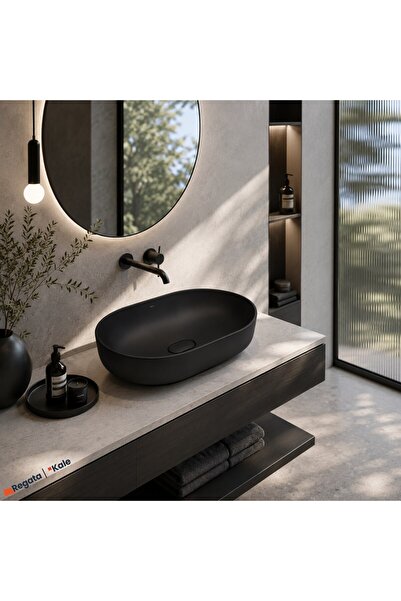 KALE Zero 2.0 60x40 Cm Mat Siyah Oval Çanak Lavabo