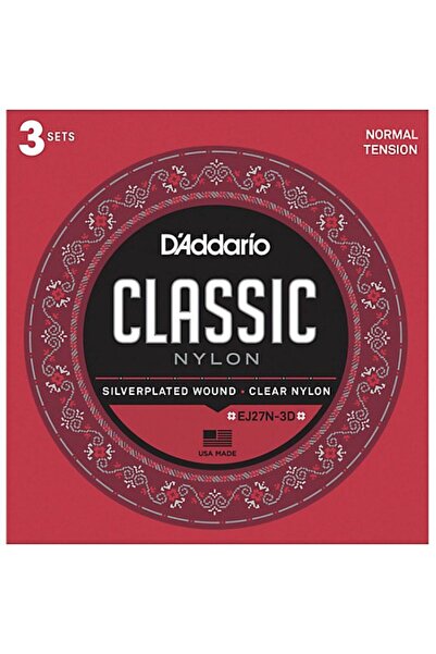Daddario D’Addario EJ27N-3D Klasik Gitar Tel Seti 4/4 3’lü Paket Normal Tension