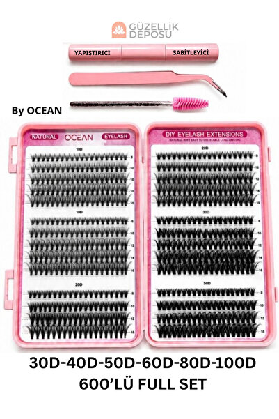Güzellik Deposu Takma Kirpik Seti 580 Parça 30D/40D/50D/60D/80D/100D Komple Set