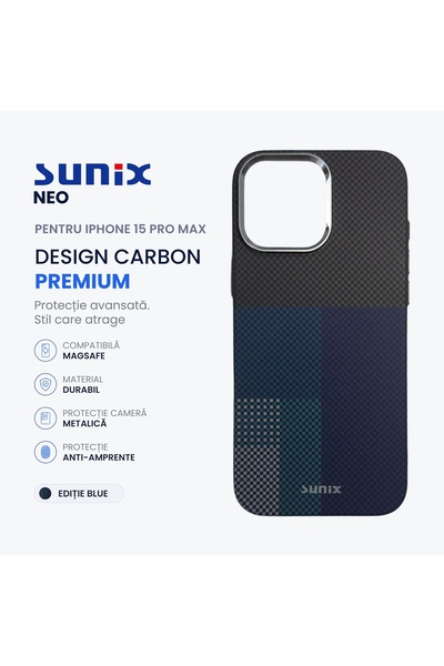 Sunix Husa Neo pentru iPhone 15 Pro Max A3293, Compatibila MagSafe, Design Ca...