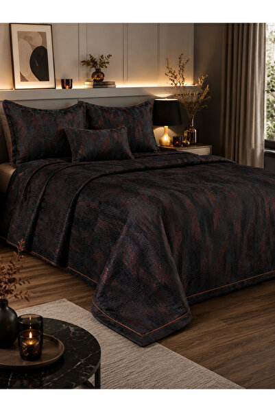Calantha Home Collection طقم بيكيه جيومتريكي من بيري 4 قطع أنثراسايت 240 × 26...