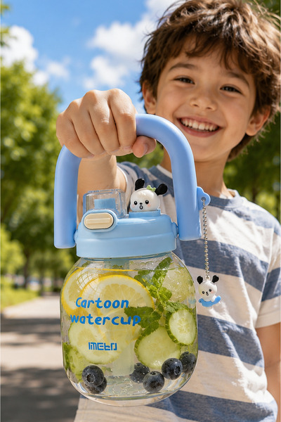 M&B WATER BOTTLE Sevimli Çocuk Suluk Matara – Pipetli & Detoks Hazneli Su Şiş...