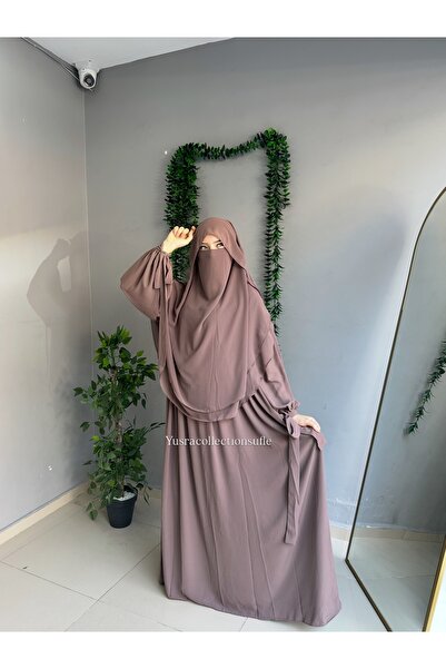 Yüsra Collection طقم فستان ليزا وسوفليه مظلل مكون من قطعتين مقاس 2