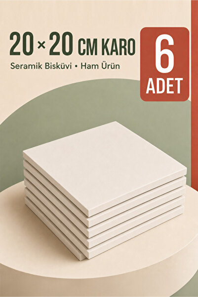 Ref-San 20x20cm Karo - Seramik Bisküvi 6'lı (Ham Ürün)